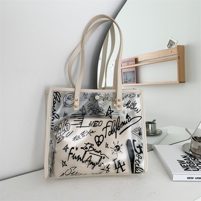2Pcs Clear Tote Bag Set Waterproof Beach Shoulder Bag