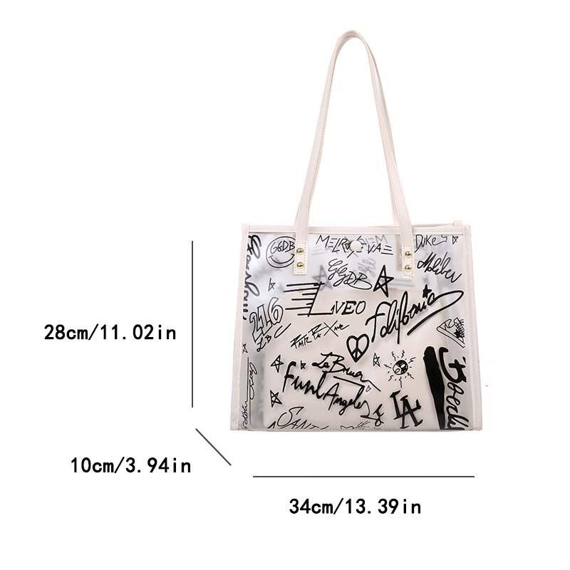 2Pcs Clear Tote Bag Set Waterproof Beach Shoulder Bag