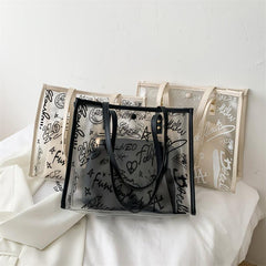 2Pcs Clear Tote Bag Set Waterproof Beach Shoulder Bag