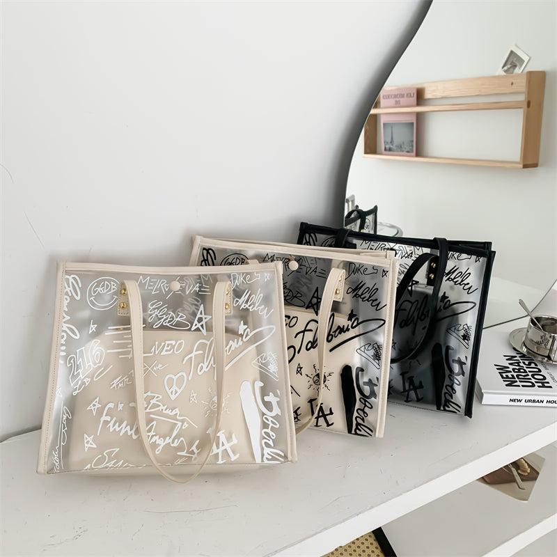 2Pcs Clear Tote Bag Set Waterproof Beach Shoulder Bag