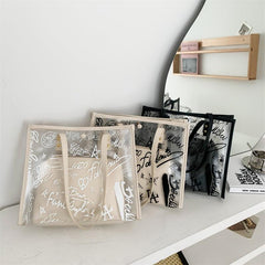 2Pcs Clear Tote Bag Set Waterproof Beach Shoulder Bag