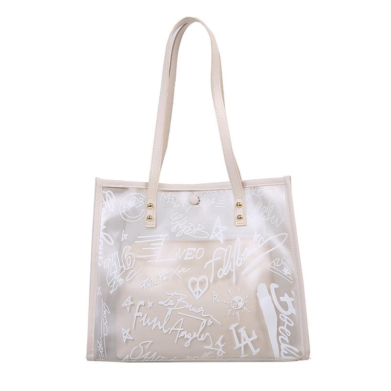 2Pcs Clear Tote Bag Set Waterproof Beach Shoulder Bag