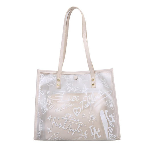 2Pcs Clear Tote Bag Set Waterproof Beach Shoulder Bag