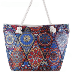 Geometric Beach Tote Lightweight Canvas Shoulder Bag