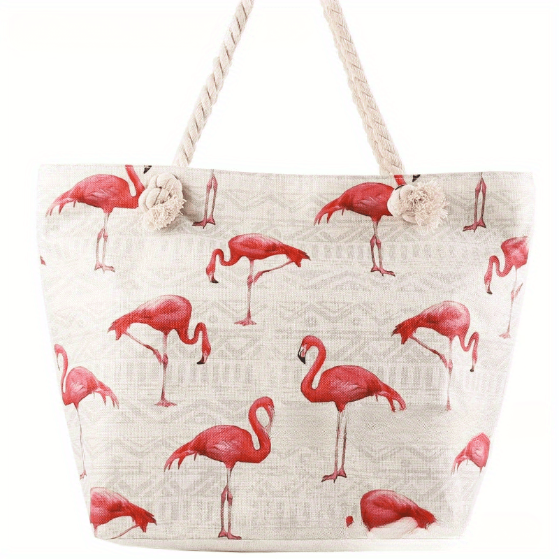 Geometric Beach Tote Lightweight Canvas Shoulder Bag