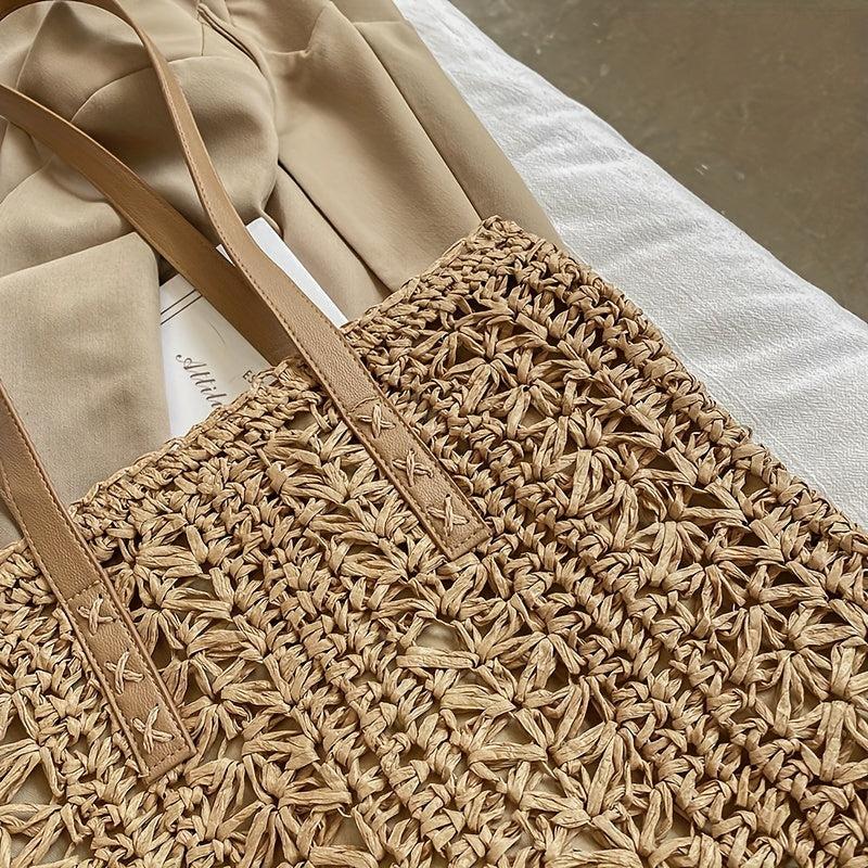 Minimalist Straw Shoulder Bag Summer Handbag Tote Bag For Travel