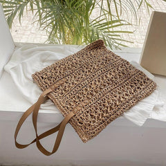 Minimalist Straw Shoulder Bag Summer Handbag Tote Bag For Travel