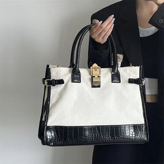 Crocodile Embossed Satchel Tote Handbag