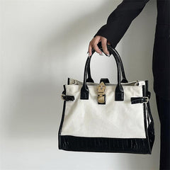 Crocodile Embossed Satchel Tote Handbag