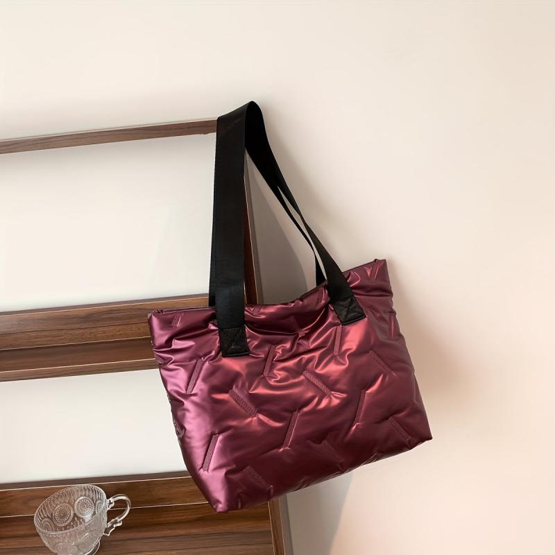 Puffy Ruched Tote Bag Solid Shoulder Bag