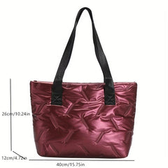 Puffy Ruched Tote Bag Solid Shoulder Bag