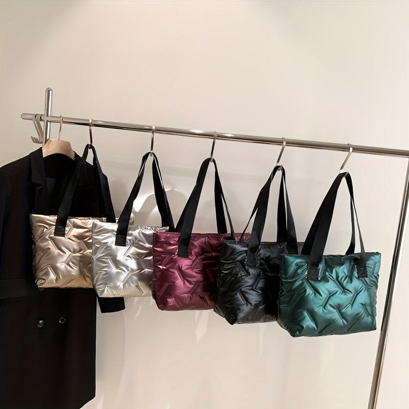 Puffy Ruched Tote Bag Solid Shoulder Bag