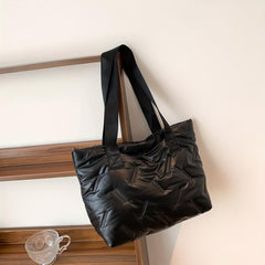Puffy Ruched Tote Bag Solid Shoulder Bag