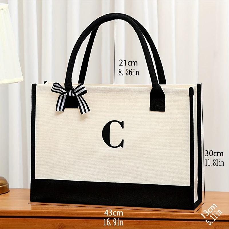 Letter Pattern Tote Bag Large Capacity Shoulder Bag