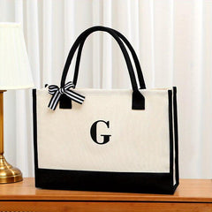 Letter Pattern Tote Bag Large Capacity Shoulder Bag