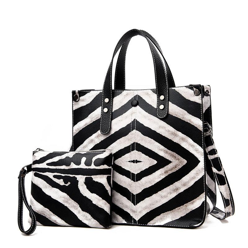 Leopard Print Tote Bag Set with Clutch Purse