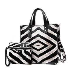 Leopard Print Tote Bag Set with Clutch Purse