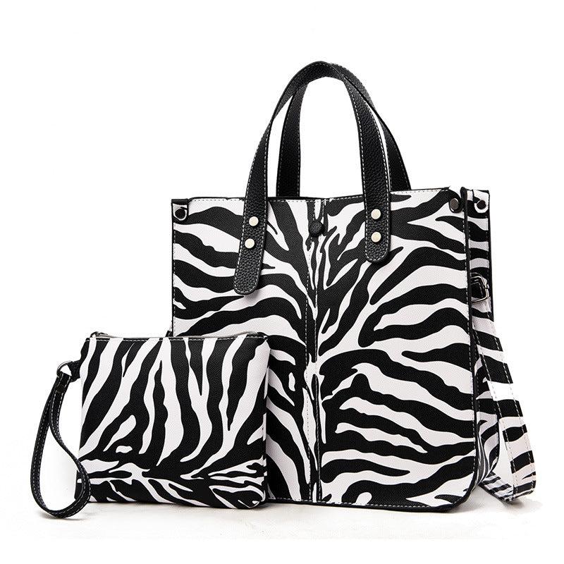 Leopard Print Tote Bag Set with Clutch Purse