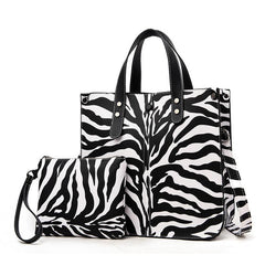 Leopard Print Tote Bag Set with Clutch Purse