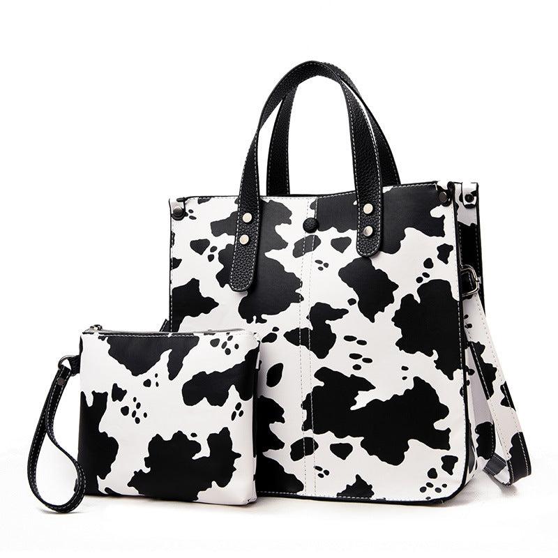 Leopard Print Tote Bag Set with Clutch Purse