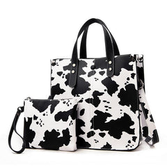 Leopard Print Tote Bag Set with Clutch Purse