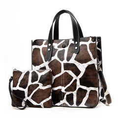 Leopard Print Tote Bag Set with Clutch Purse