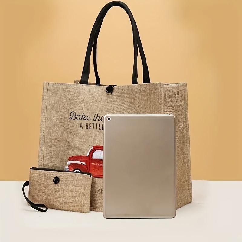 Bake Theme Canvas Tote Bag With Clutch Purse