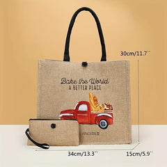 Bake Theme Canvas Tote Bag With Clutch Purse