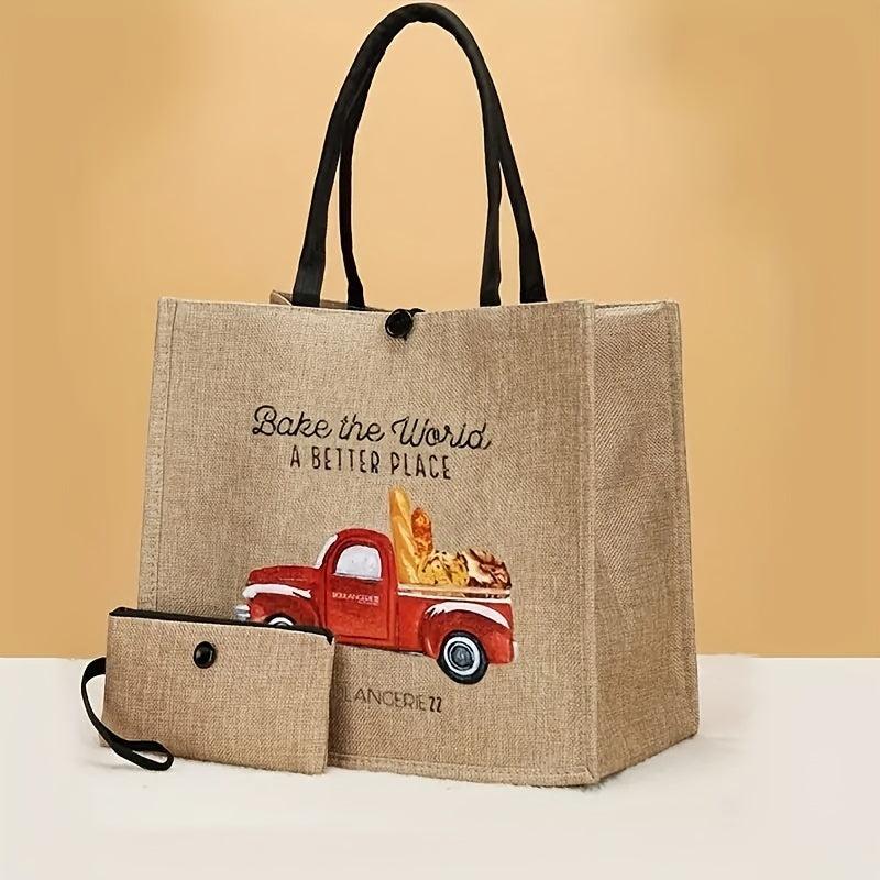 Bake Theme Canvas Tote Bag With Clutch Purse