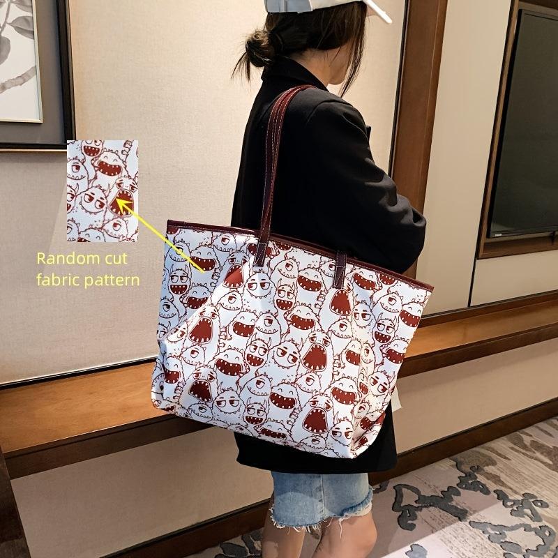 Halloween Cartoon Print Tote Bag Large Capacity Shoulder Bag Women's Casual Hand