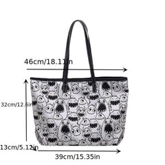 Halloween Cartoon Print Tote Bag Large Capacity Shoulder Bag Women's Casual Hand