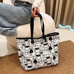 Halloween Cartoon Print Tote Bag Large Capacity Shoulder Bag Women's Casual Hand