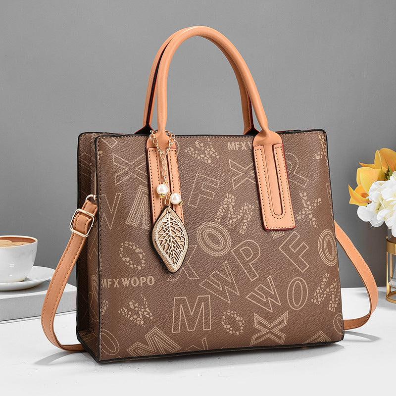 Letter Print Tote Bag Vagan Leather Crossbody Bag