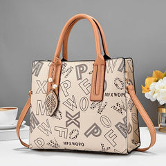 Letter Print Tote Bag Vagan Leather Crossbody Bag