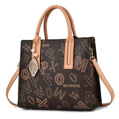 Letter Print Tote Bag Vagan Leather Crossbody Bag
