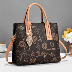 Letter Print Tote Bag Vagan Leather Crossbody Bag