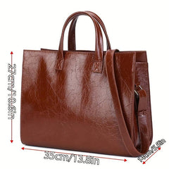 Vintage Large Capacity Tote Bag Retro PU Leather Satchel Women's Handbag