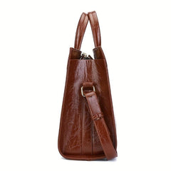 Vintage Large Capacity Tote Bag Retro PU Leather Satchel Women's Handbag