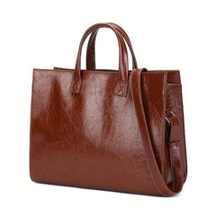Vintage Large Capacity Tote Bag Retro PU Leather Satchel Women's Handbag