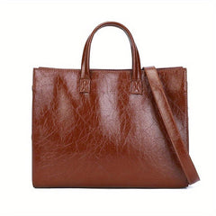 Vintage Large Capacity Tote Bag Retro PU Leather Satchel Women's Handbag
