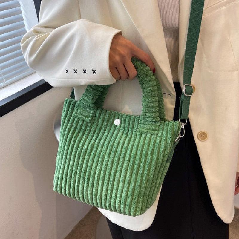 Women's Corduroy Tote Shoulder Bag with Detachable Strap