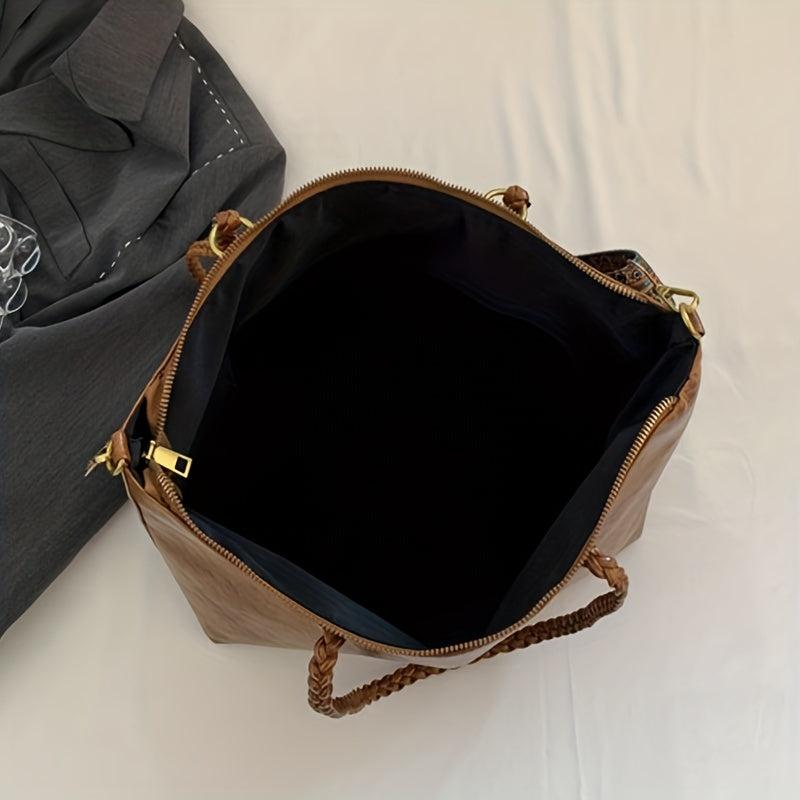 Vintage Large Capacity Tote Bag PU Shoulder Satchel Bohemian Casual Handbag