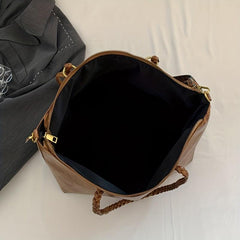 Vintage Large Capacity Tote Bag PU Shoulder Satchel Bohemian Casual Handbag