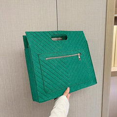 Solid Felt Satchel Bag Square Lightweight Zipper Bag