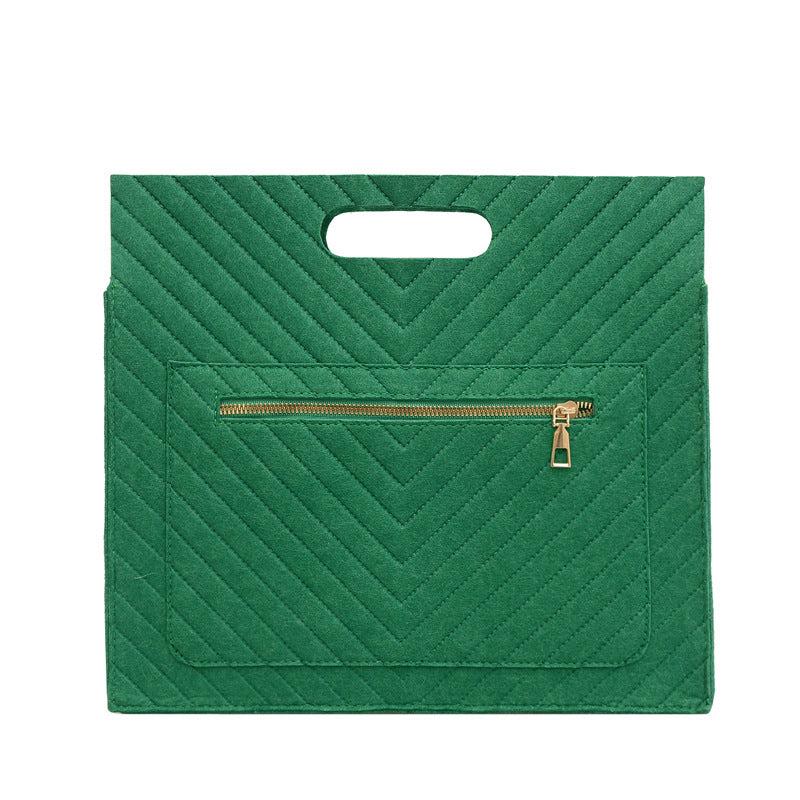 Solid Felt Satchel Bag Square Lightweight Zipper Bag