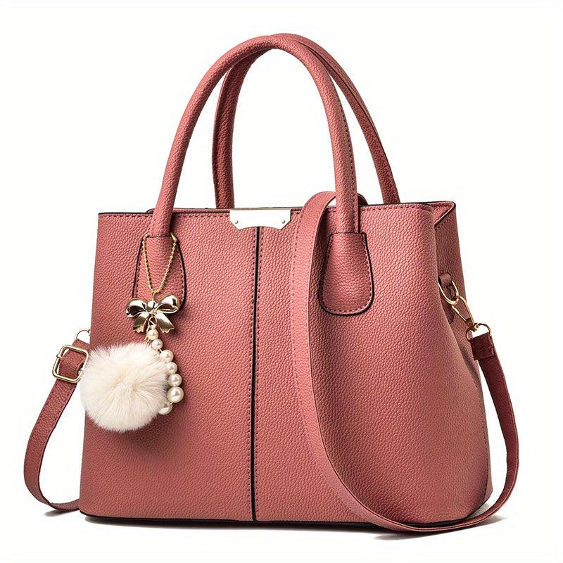 Pom Pom Bow Pendant Decor Durable Shoulder Bag