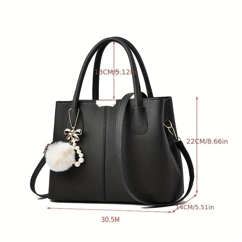Pom Pom Bow Pendant Decor Durable Shoulder Bag