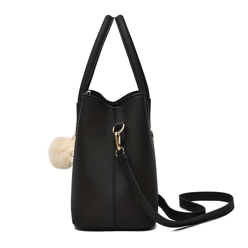 Pom Pom Bow Pendant Decor Durable Shoulder Bag