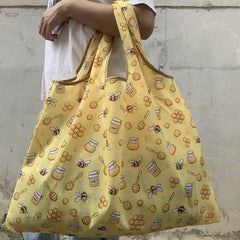 Bee Print Shoulder Bag Lightweight Shopper Bag Foldable All Match Bag