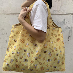 Bee Print Shoulder Bag Lightweight Shopper Bag Foldable All Match Bag